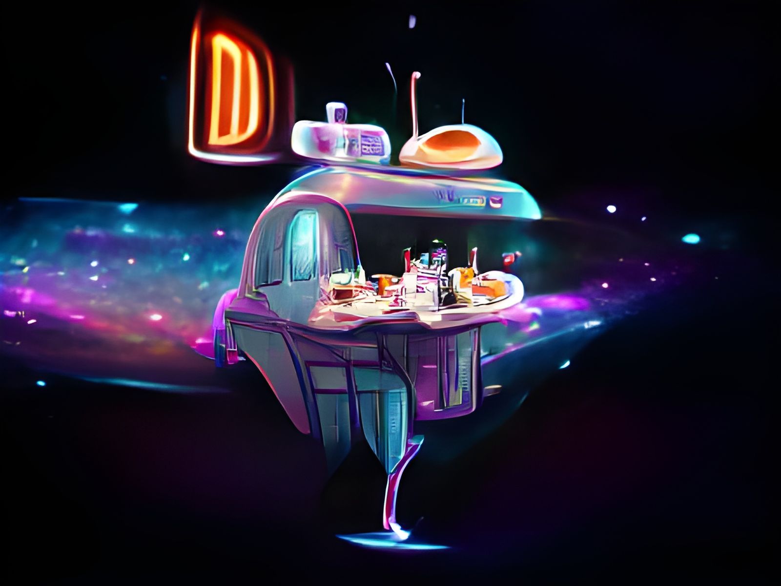 Intergalactic Diner in Space: 8K Digital Illustration