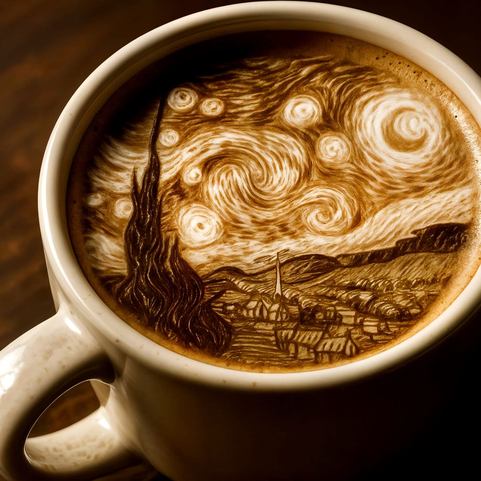 Latte Art: Starry Night in Coffee Foam