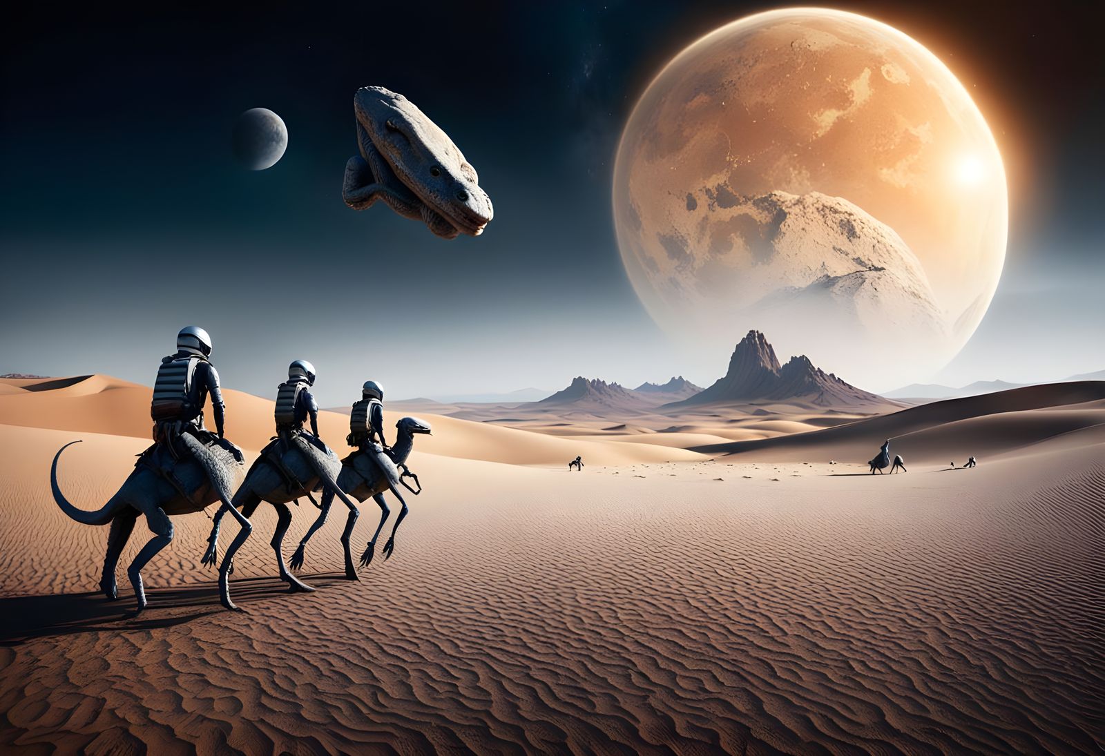 Extraterrestrial Tuaregs Traverse Infrared Desert