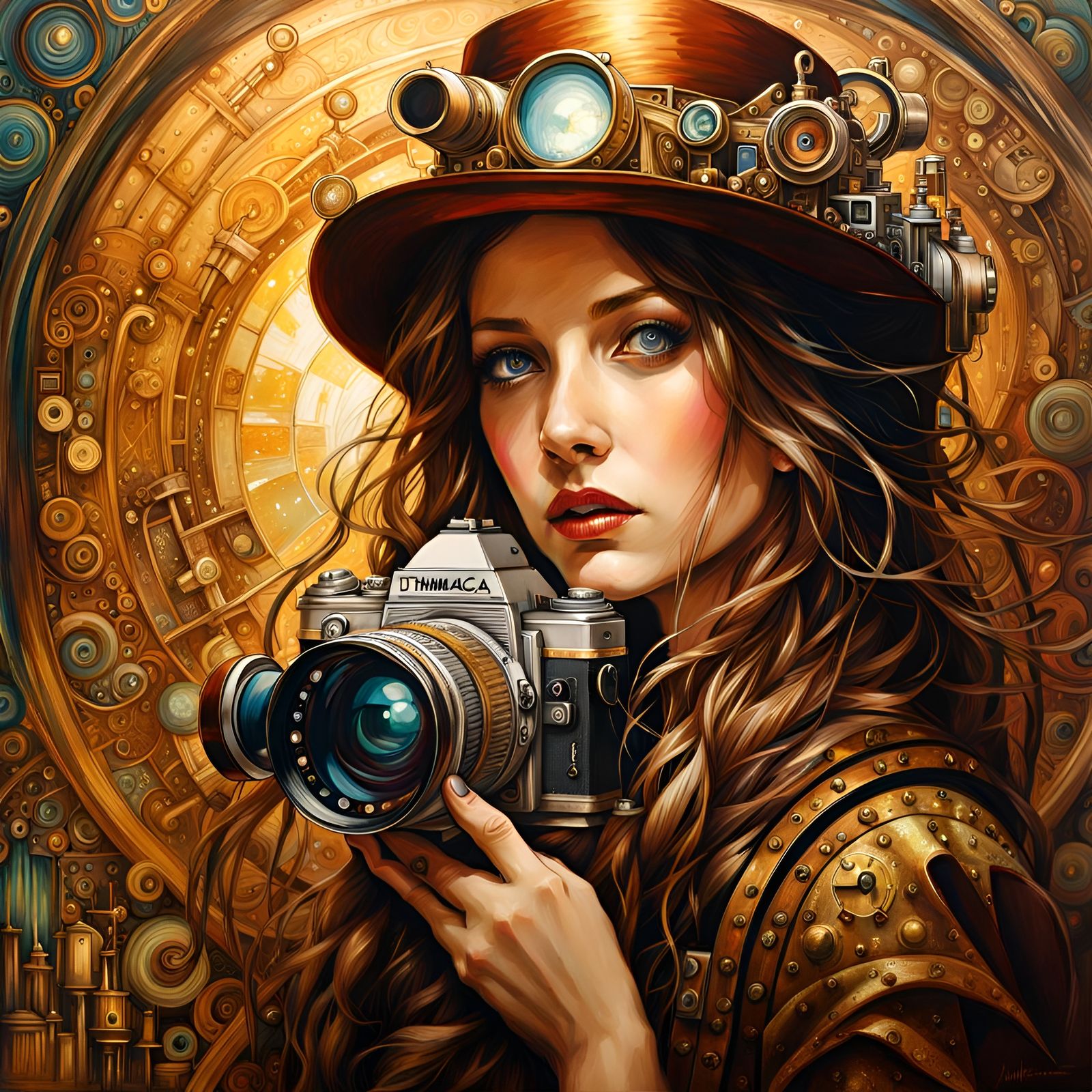 Steampunk Camera Lens in Expressionist Style