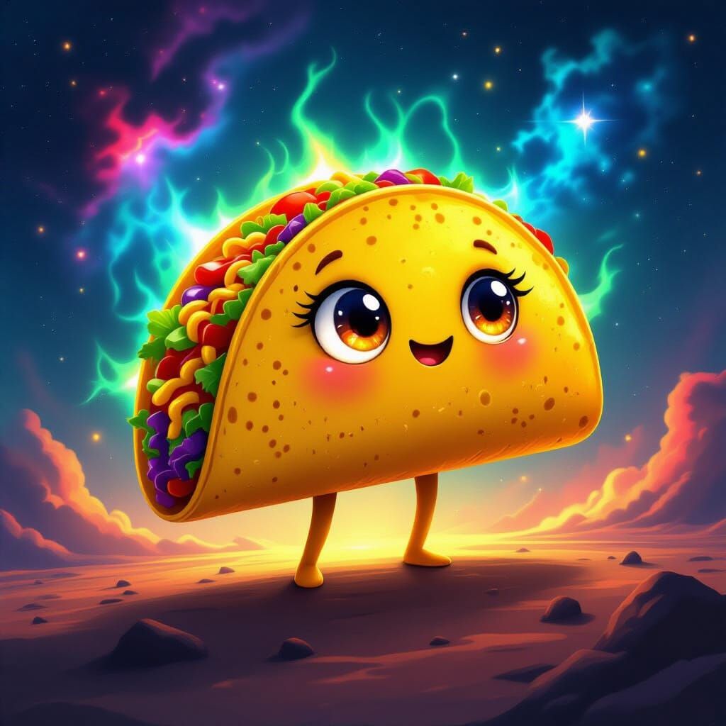 Sentient Taco in Cosmic Void, Surreal Digital Painting