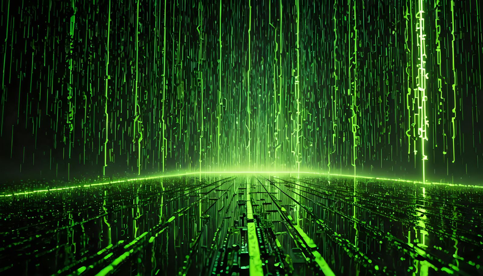 Matrix Code Rain in Hyperrealistic Style