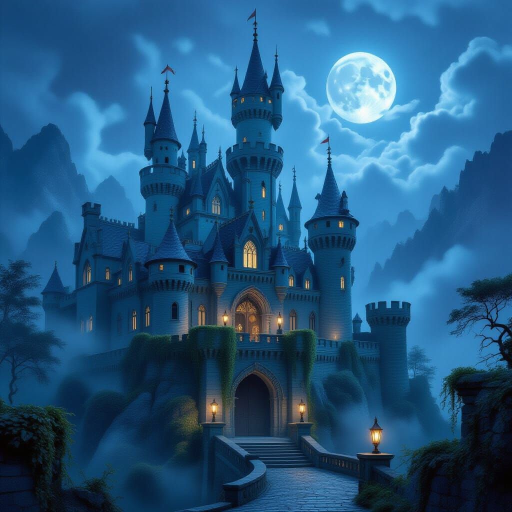 Mystical Castle at Twilight: A Realm of Legends