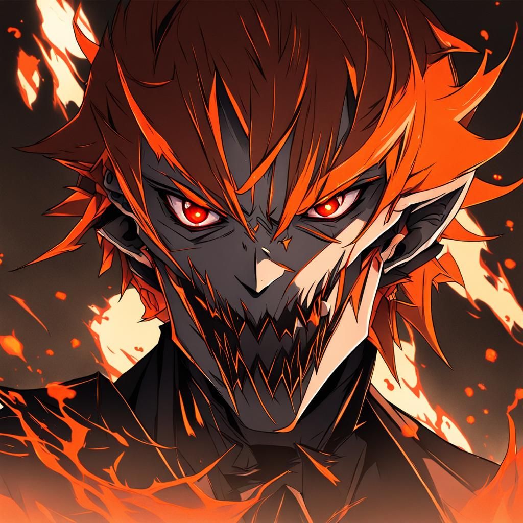 Anime Vampire Boy with Red Eyes and Orange Hair