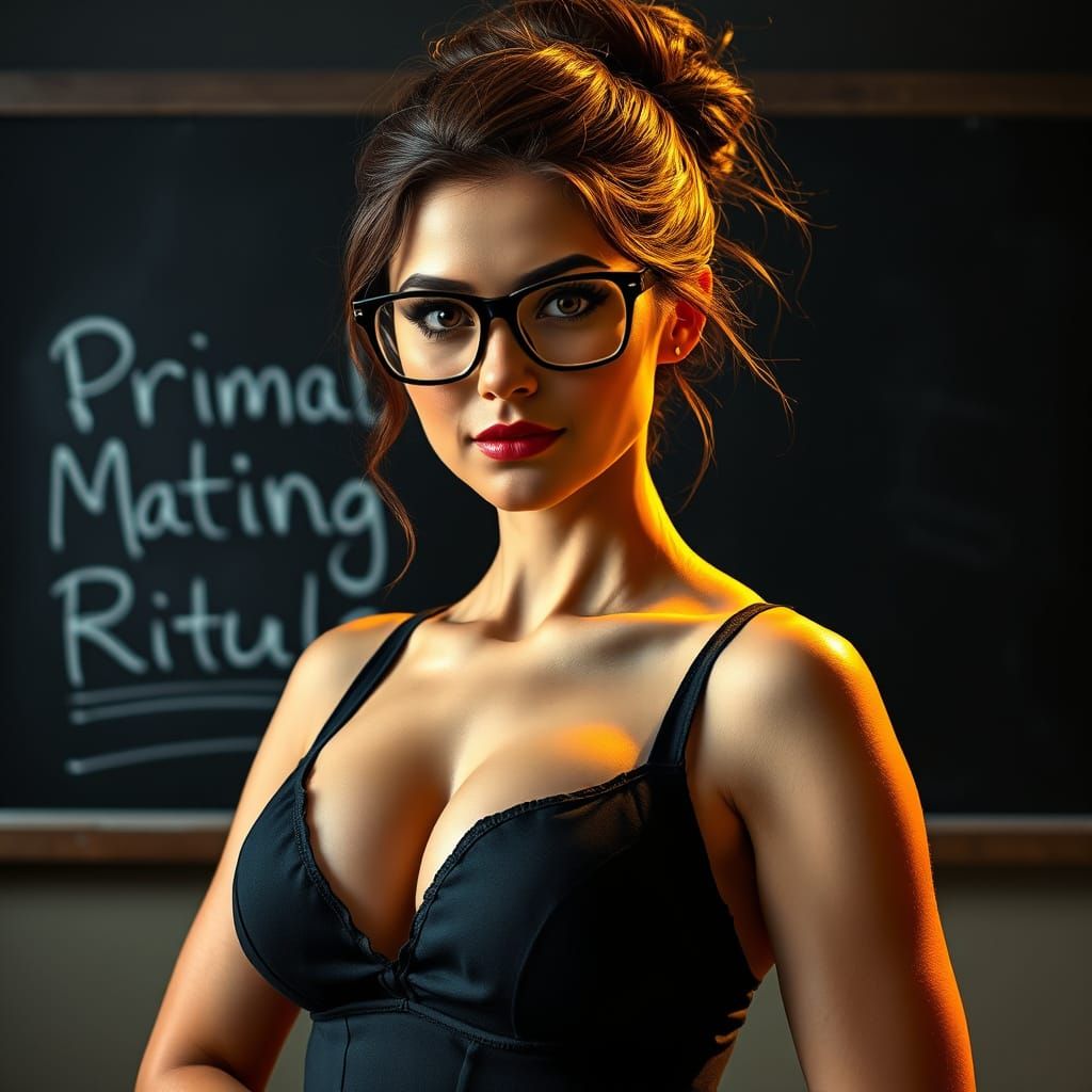 Beautiful Teacher in Dynamic Pose: Hyperrealistic Art