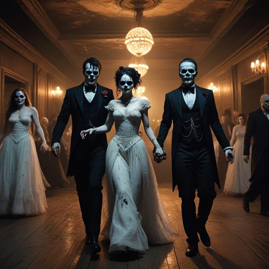 Gothic Undead Dancers Under Disco Lights