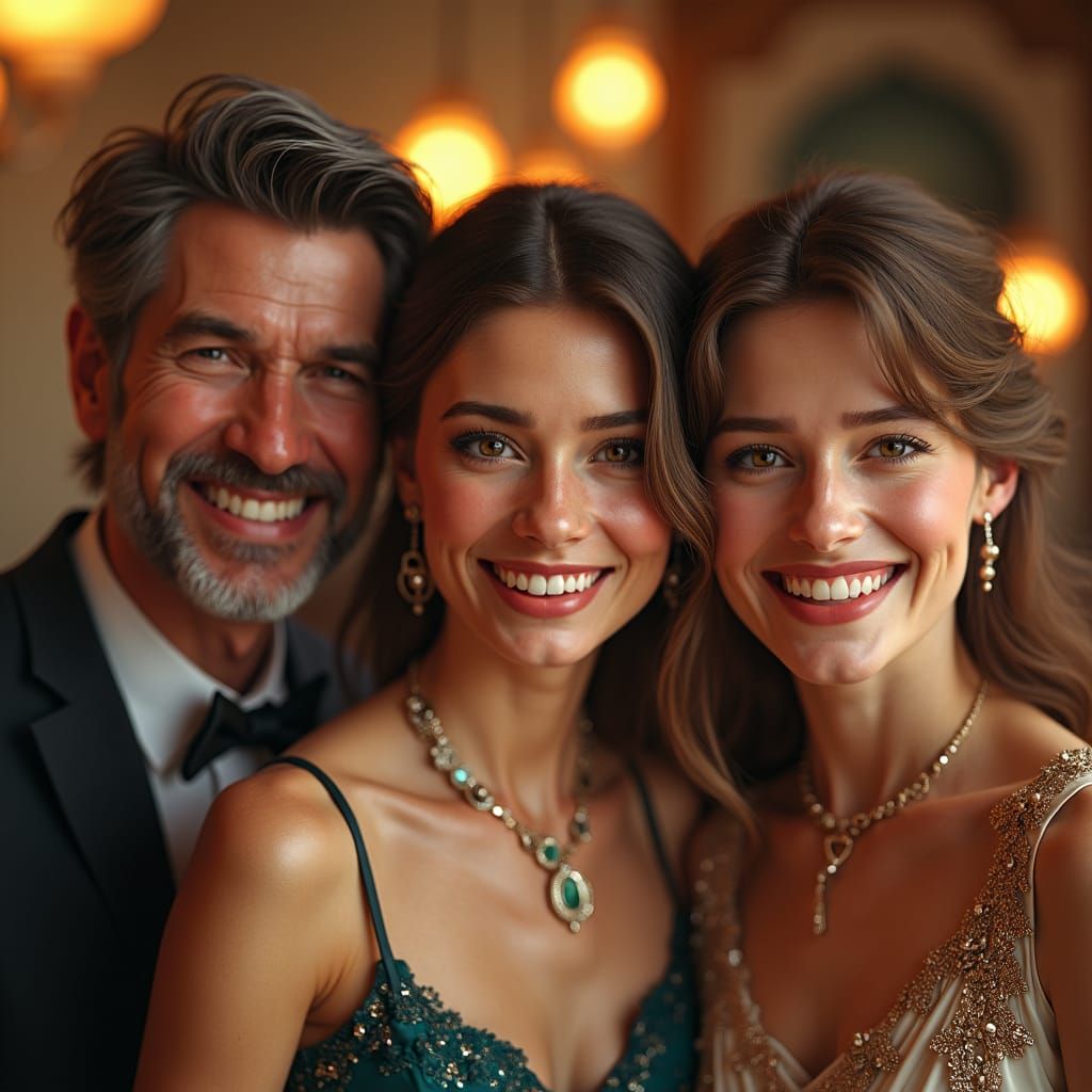 Ornate Family Portrait in Art Nouveau Style