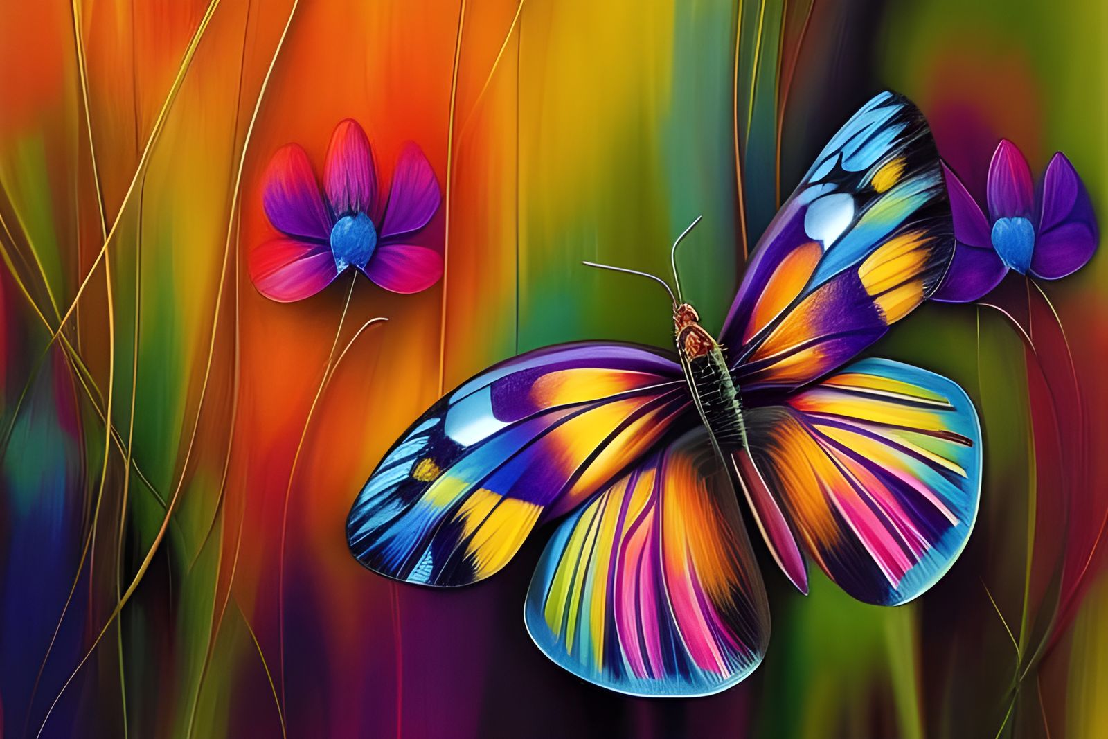 Abstract Blue Morpho Butterfly Painting