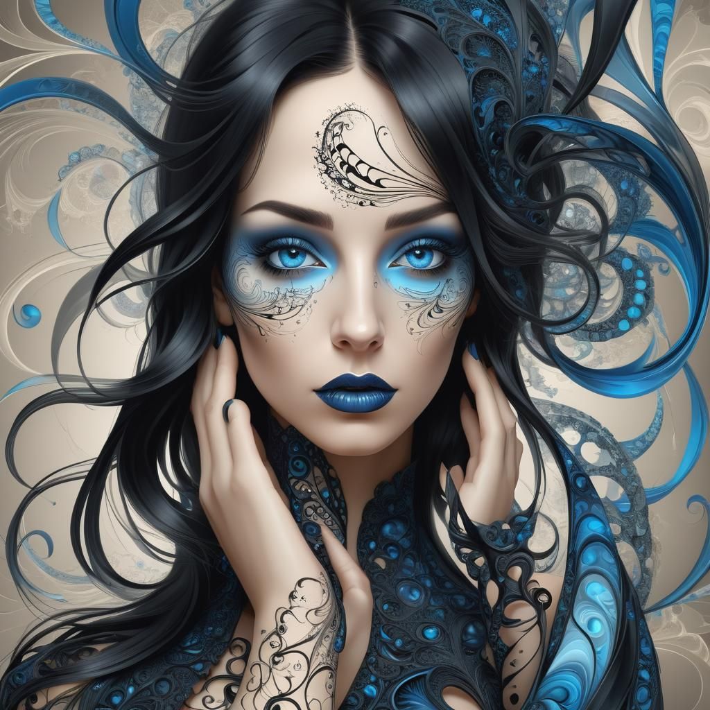 Gothic Woman with Piercing Gaze and Dark Style