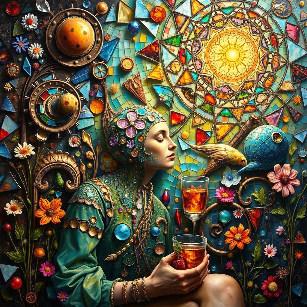 Psychedelic Utopia with Sacred Geometry, in Surreal Style