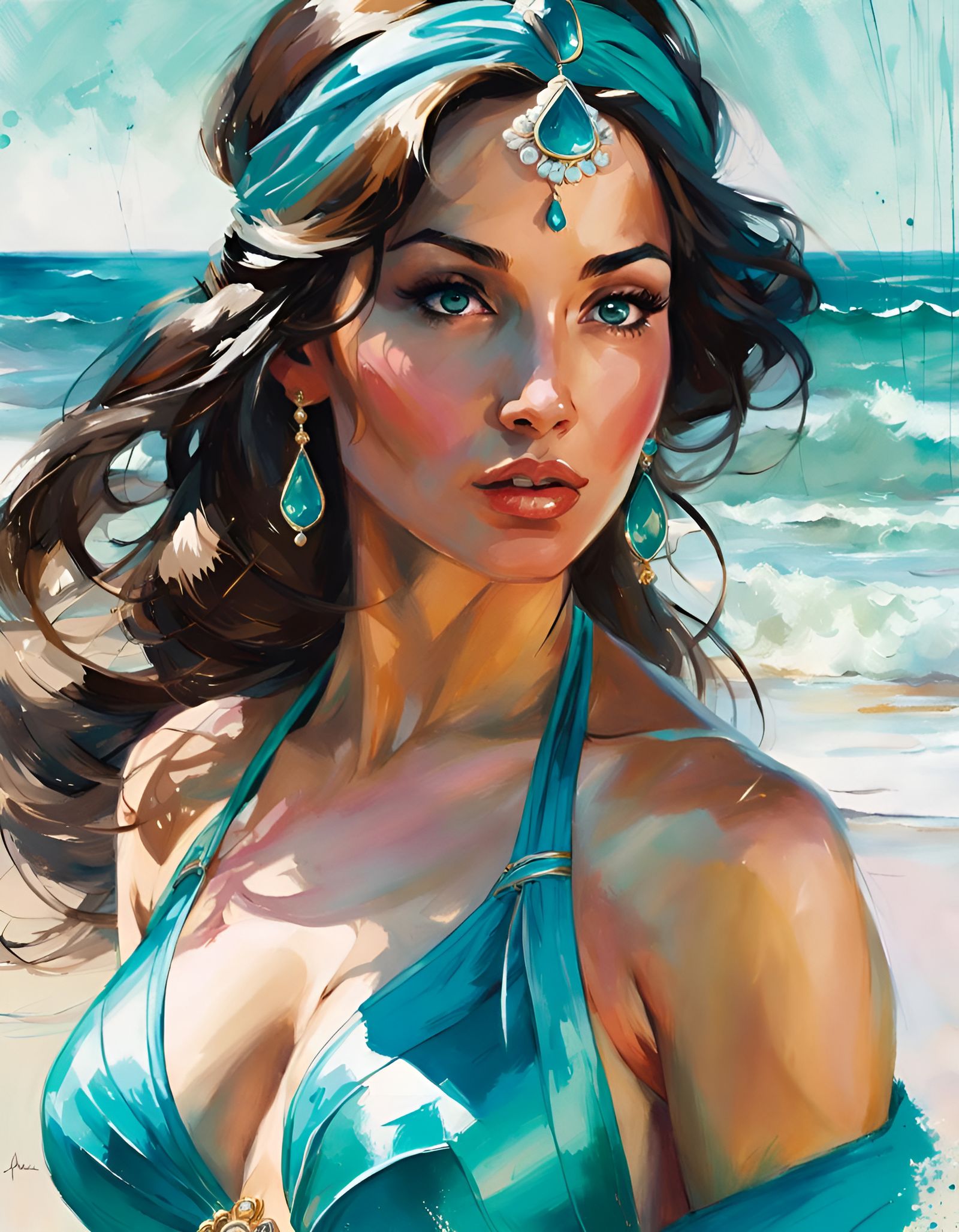 Princess Jasmine Portrait on the Beach