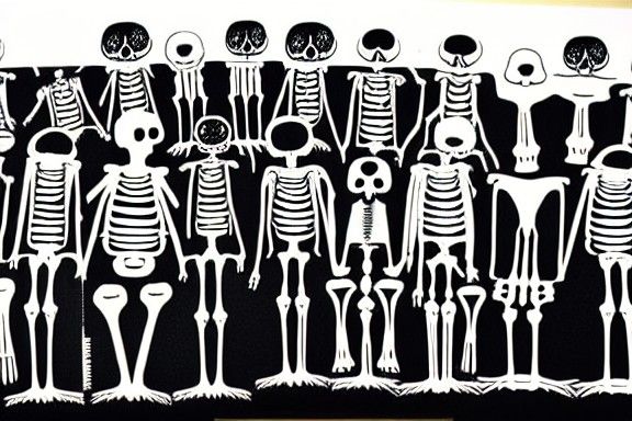 Skeleton Class Picture in Gothic Whimsical Style