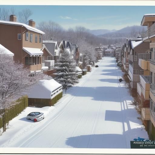 Winter Neighborhood Postcard Scene
