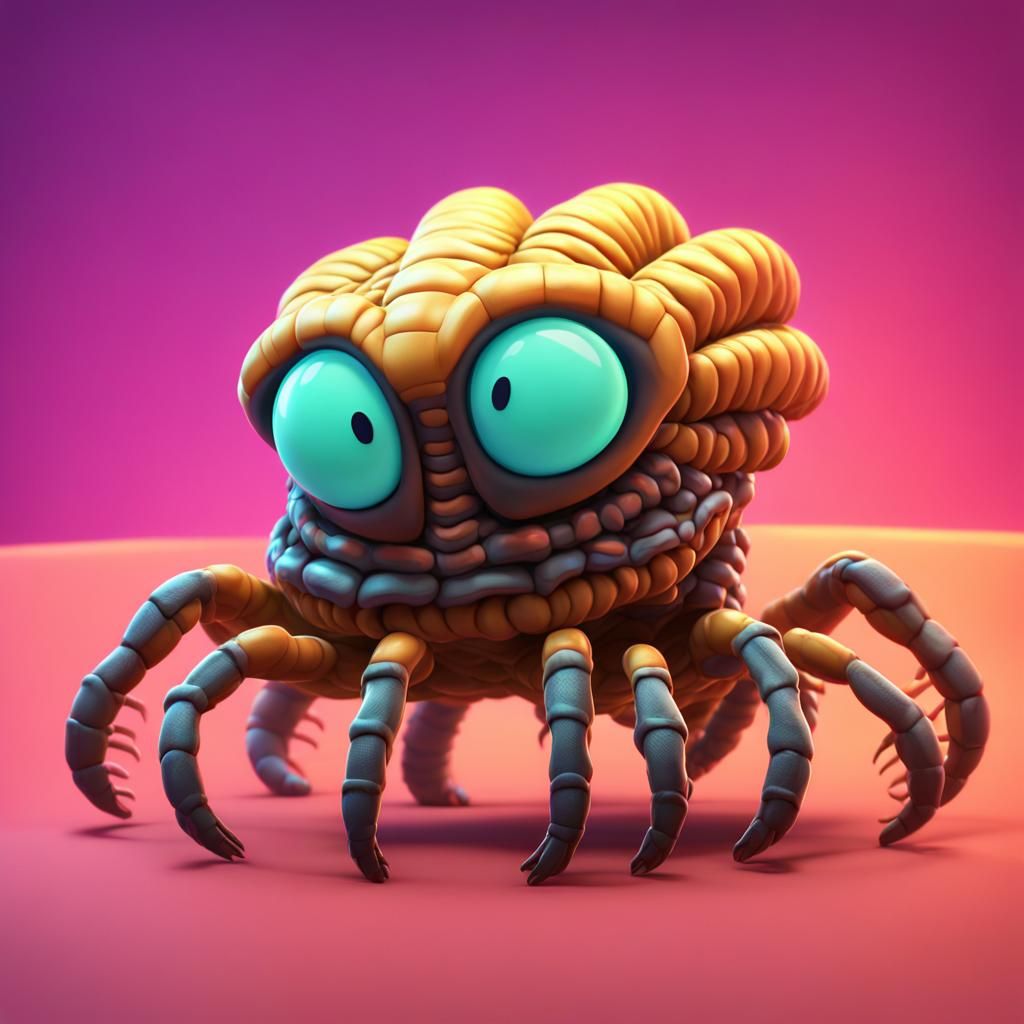 Cute Facehugger in Pixar Style 3D Rendering