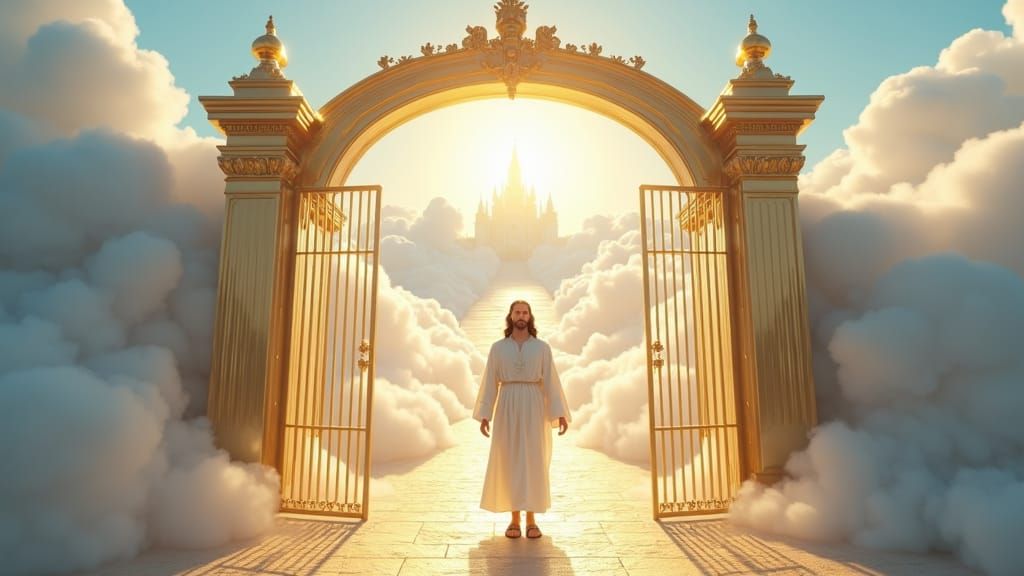 Jesus greeting you at Heavens gate