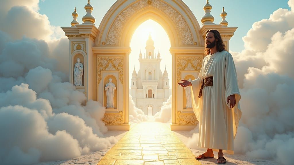 Jesus greeting you at Heavens gate