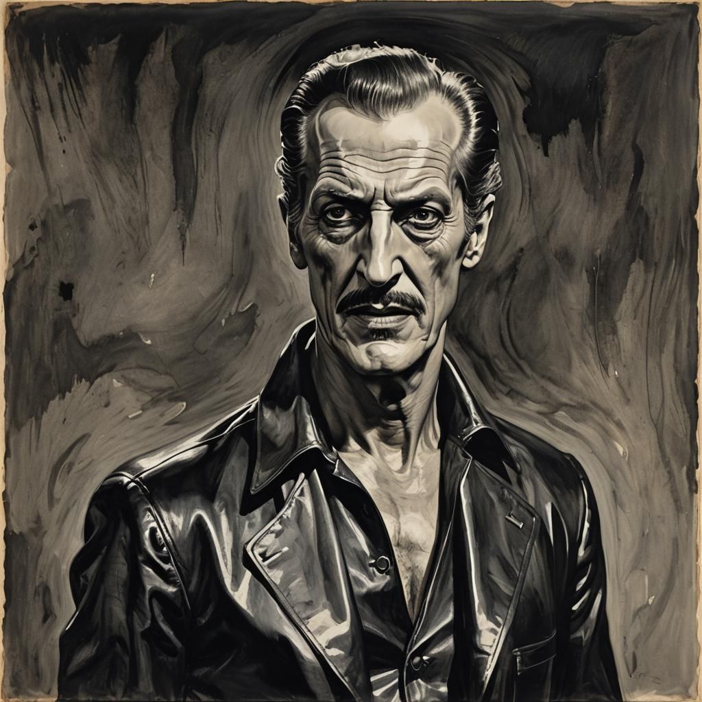 Angry Vampire in Leather Outfit, Expressive Horror Art