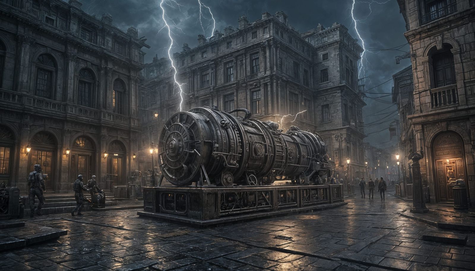 Electric Generator Disrupts Ancient City: 3D Game Art