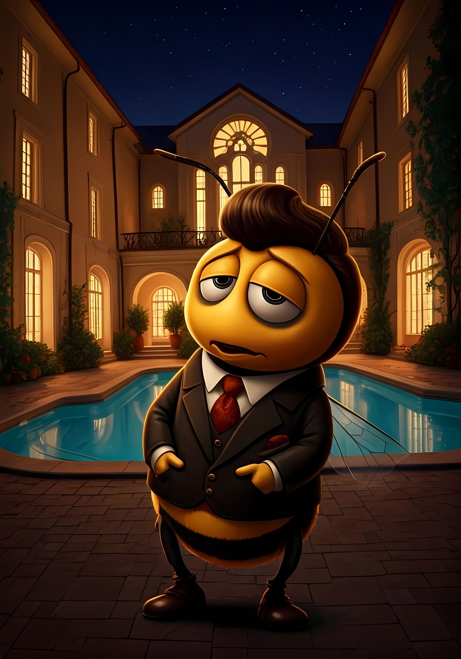 Anthropomorphic Bee as Great Gatsby in Art Deco