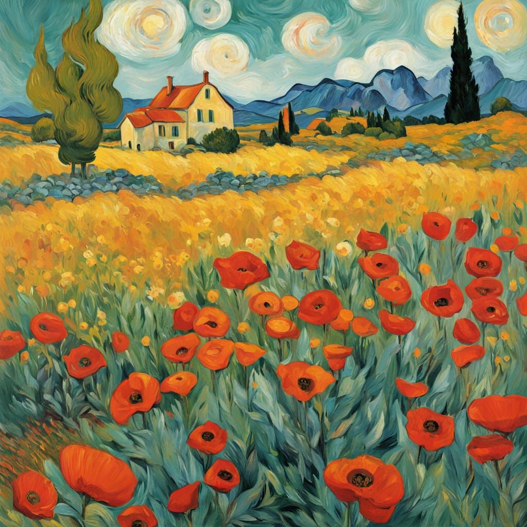 Sun Gnome's Poppy Garden: Impasto Impressionism