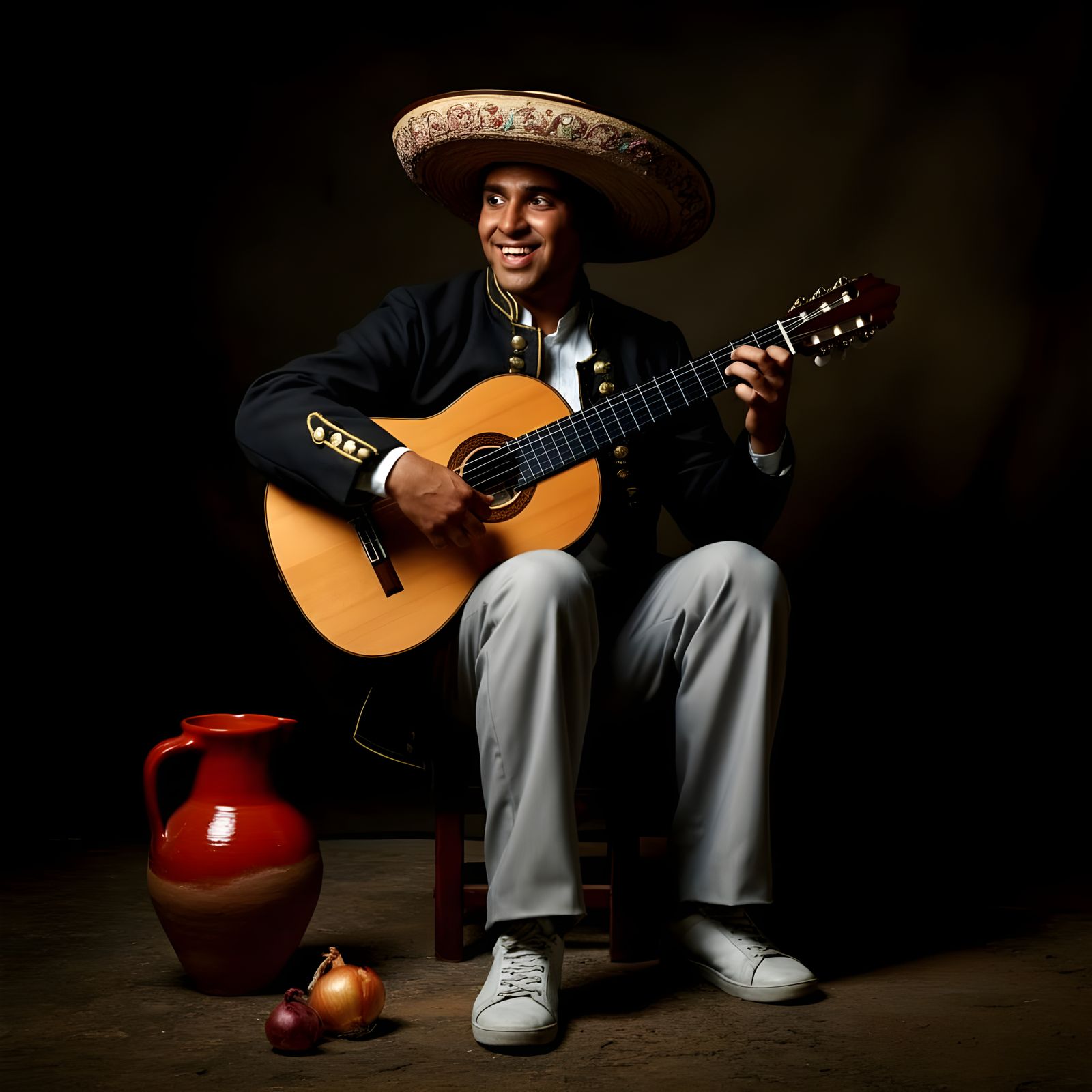 Guitarist in Traditional Spanish Attire