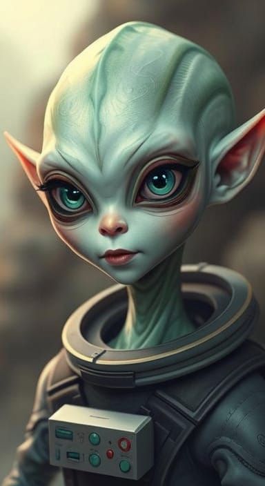 Alien Elf in Space Suit: Digital Portrait