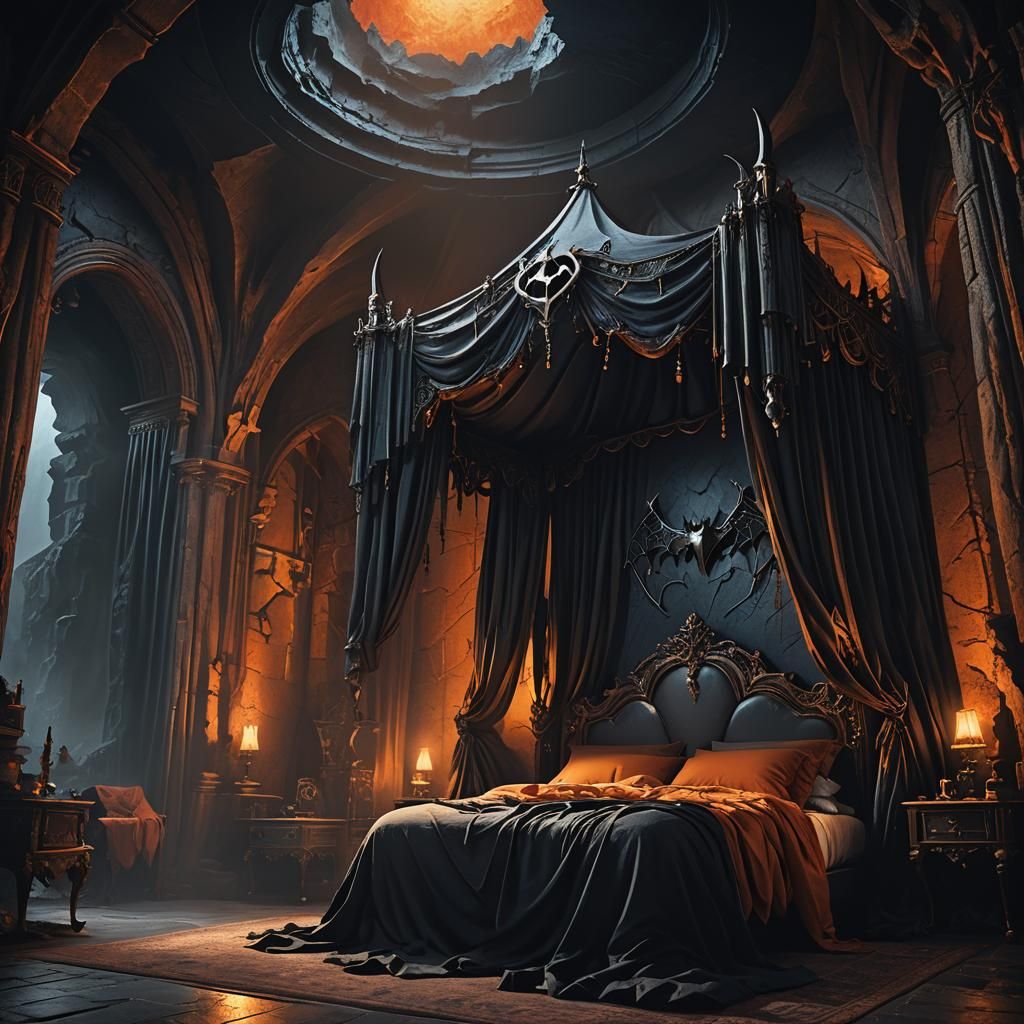 Gothic Batman Bed in a Mysterious Cave Lair
