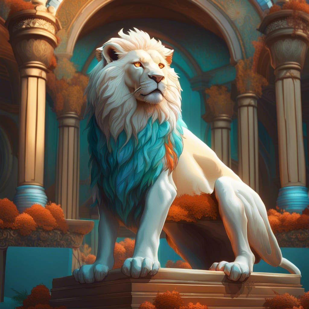 Albino Lion Concept Art in 8K Resolution