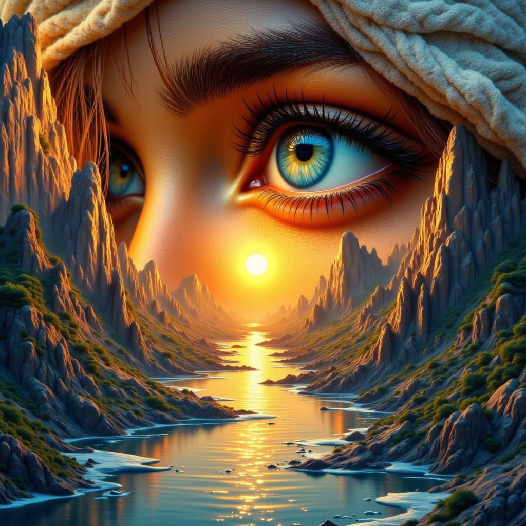 Eye Reflecting Mountains and Valleys