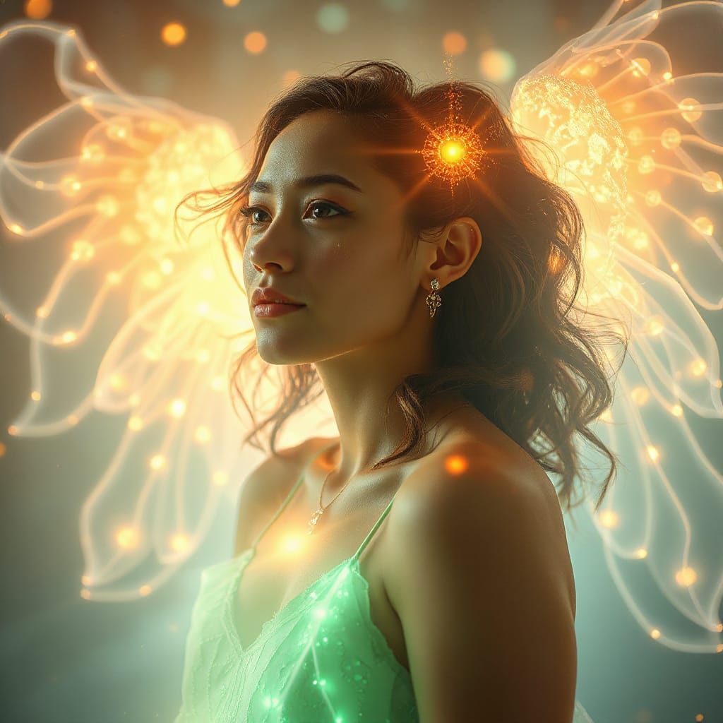 Ethereal Woman Radiating Healing Aura in Dreamlike Art