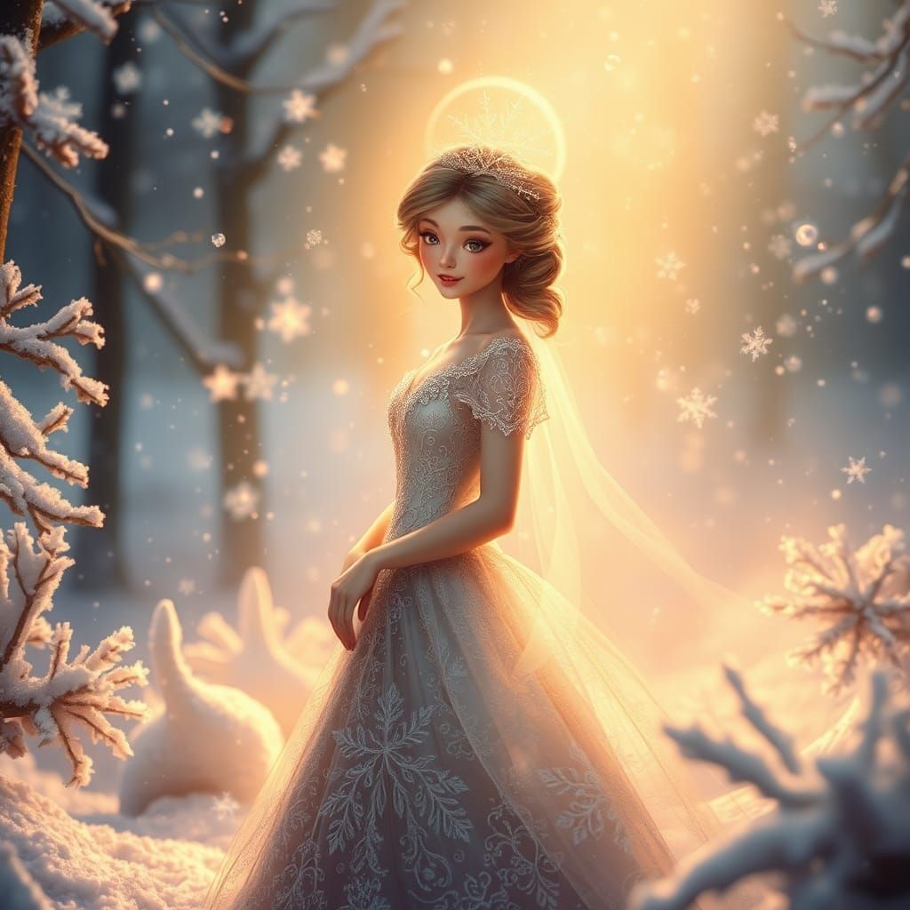 Rainbow Princess in Winter Wonderland: Kinkade Style