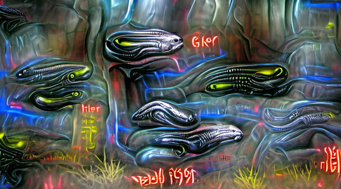 Neon Eel Wilderness in Biomechanical Style
