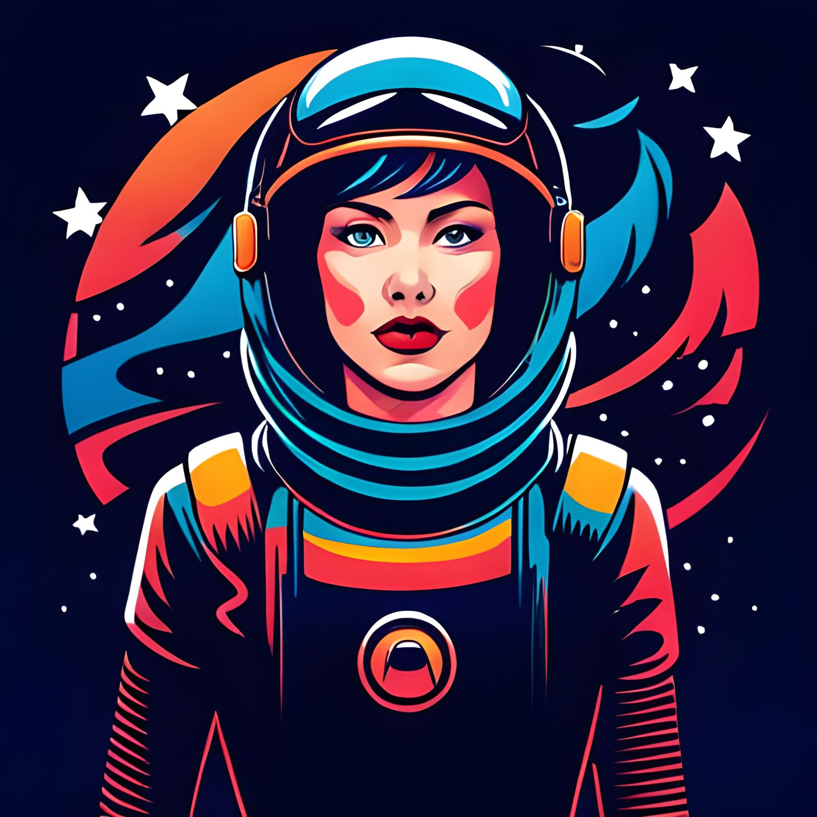 Retrofuturistic Punk Astronaut in Vintage Poster Style