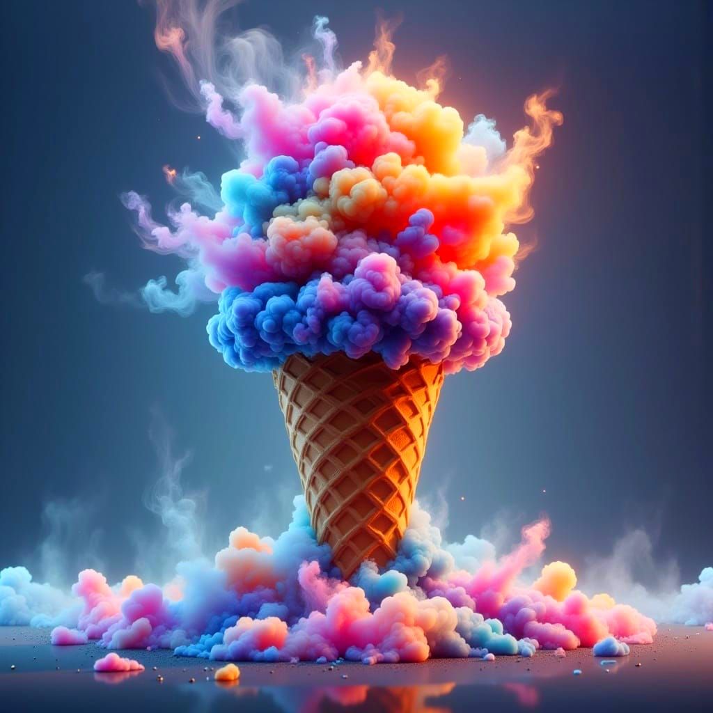 Ethereal Smoke Ice Cream Cone Creation