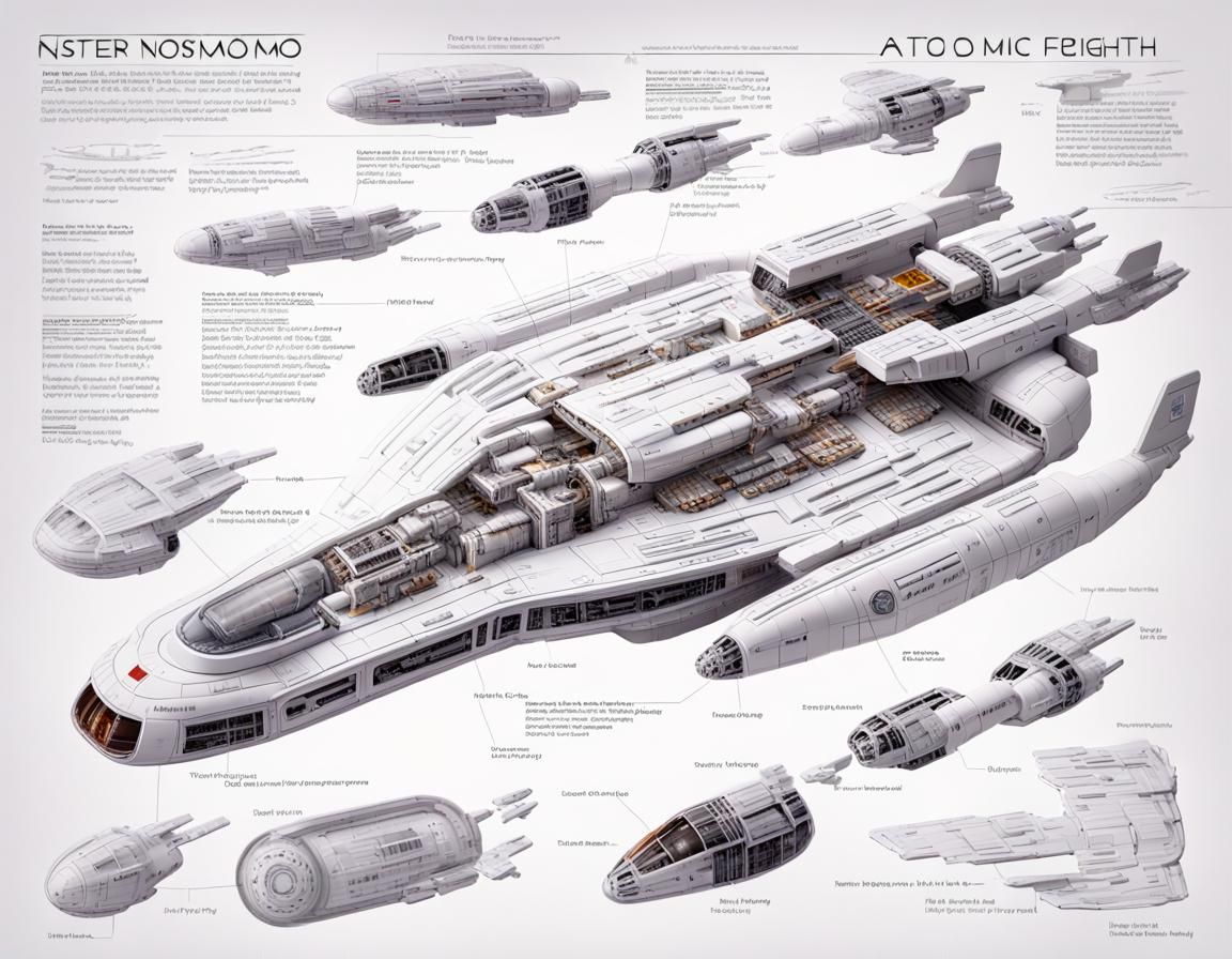 Jetson Engineering freighter spaceship, cutaway views...