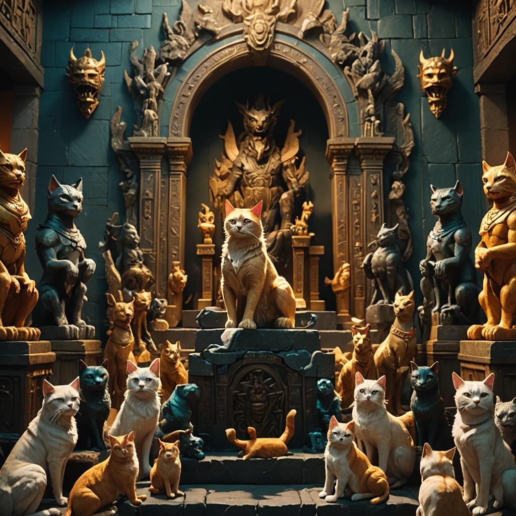 Demon King on Throne of Cats and Dogs