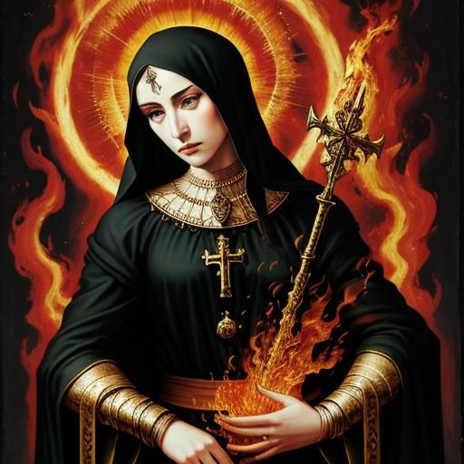 Madonna of Fire: A Dramatic Dark Art Image