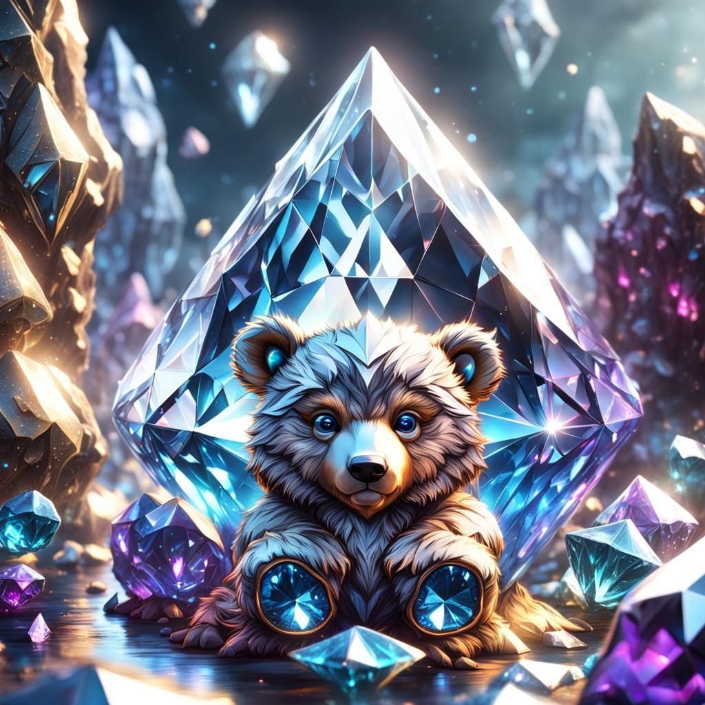 Crystal Diamond Baby Bear Digital Painting