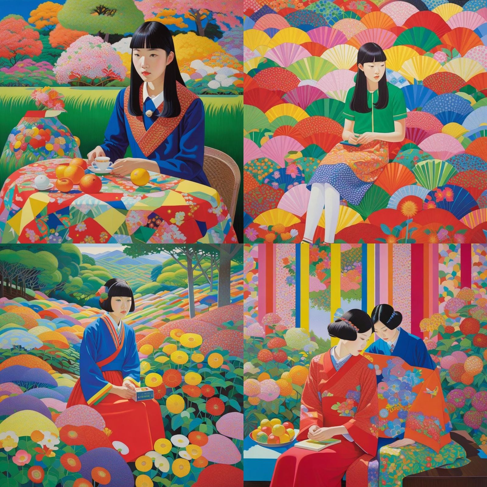 Whimsical Painting Exploring Identity and Femininity