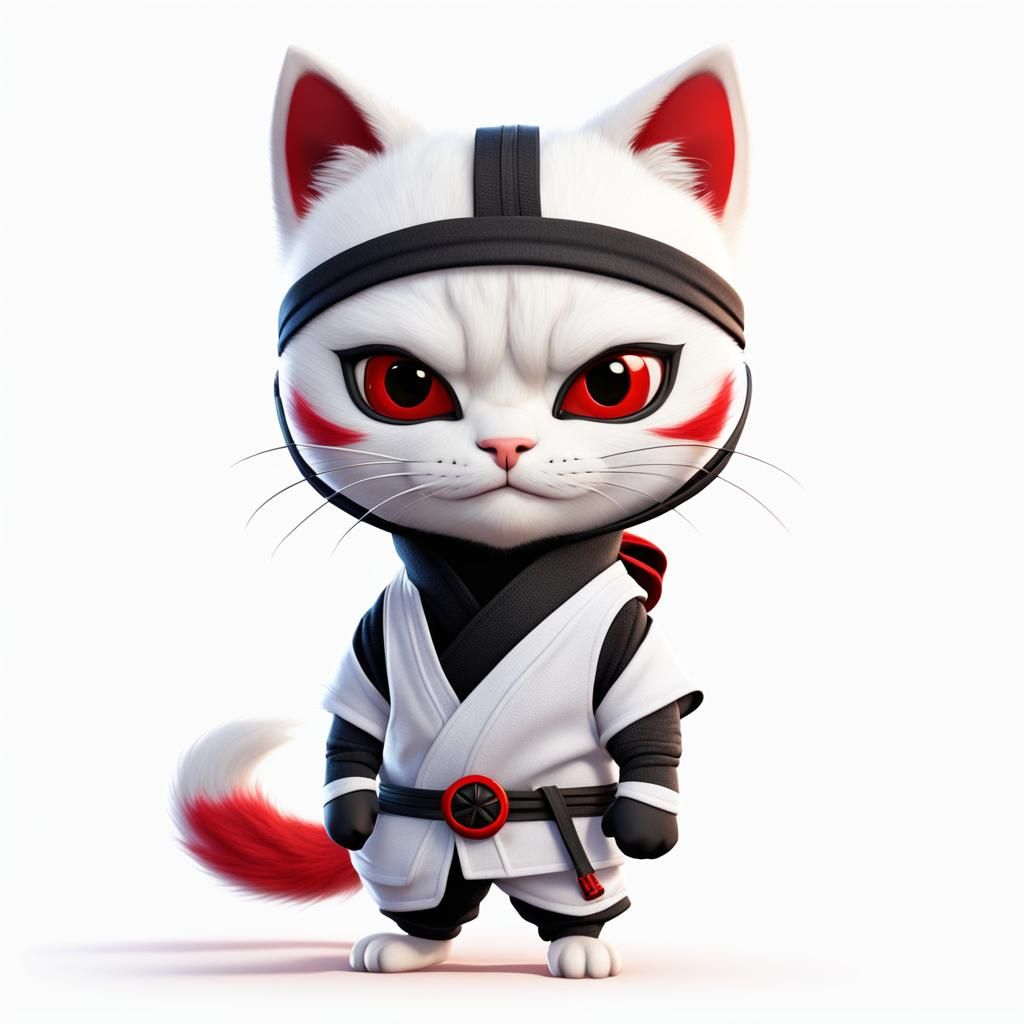 White ninja cat 🥷🏻