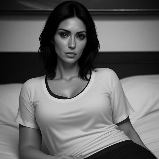 Beautiful Spanish Woman in Bed, Hyperrealistic Close-Up