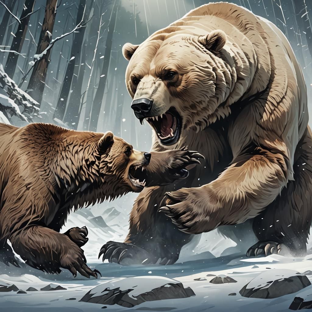 Epic Grizzly vs Polar Bear Anime Fight