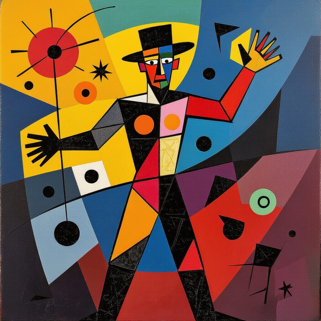 Abstract Figure in Expressionist Style with Splashes