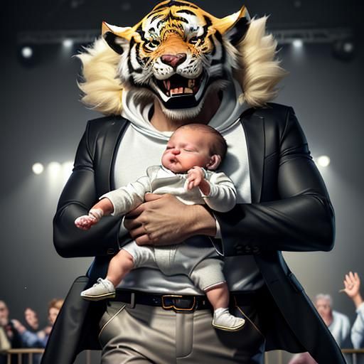 Chinese Family with Dancing Tiger Cub in Cinema 4D