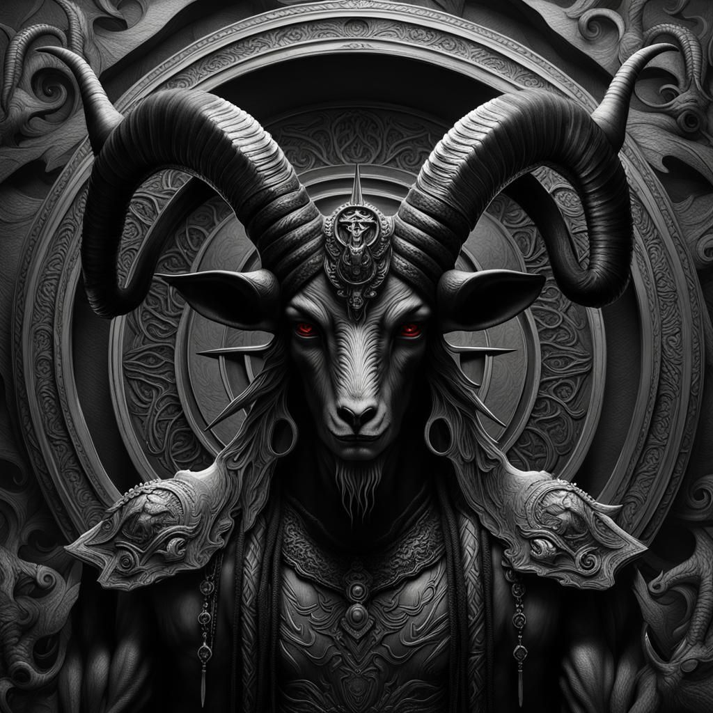 Ominous Baphomet with Goat Mask in Dark Fantasy Style