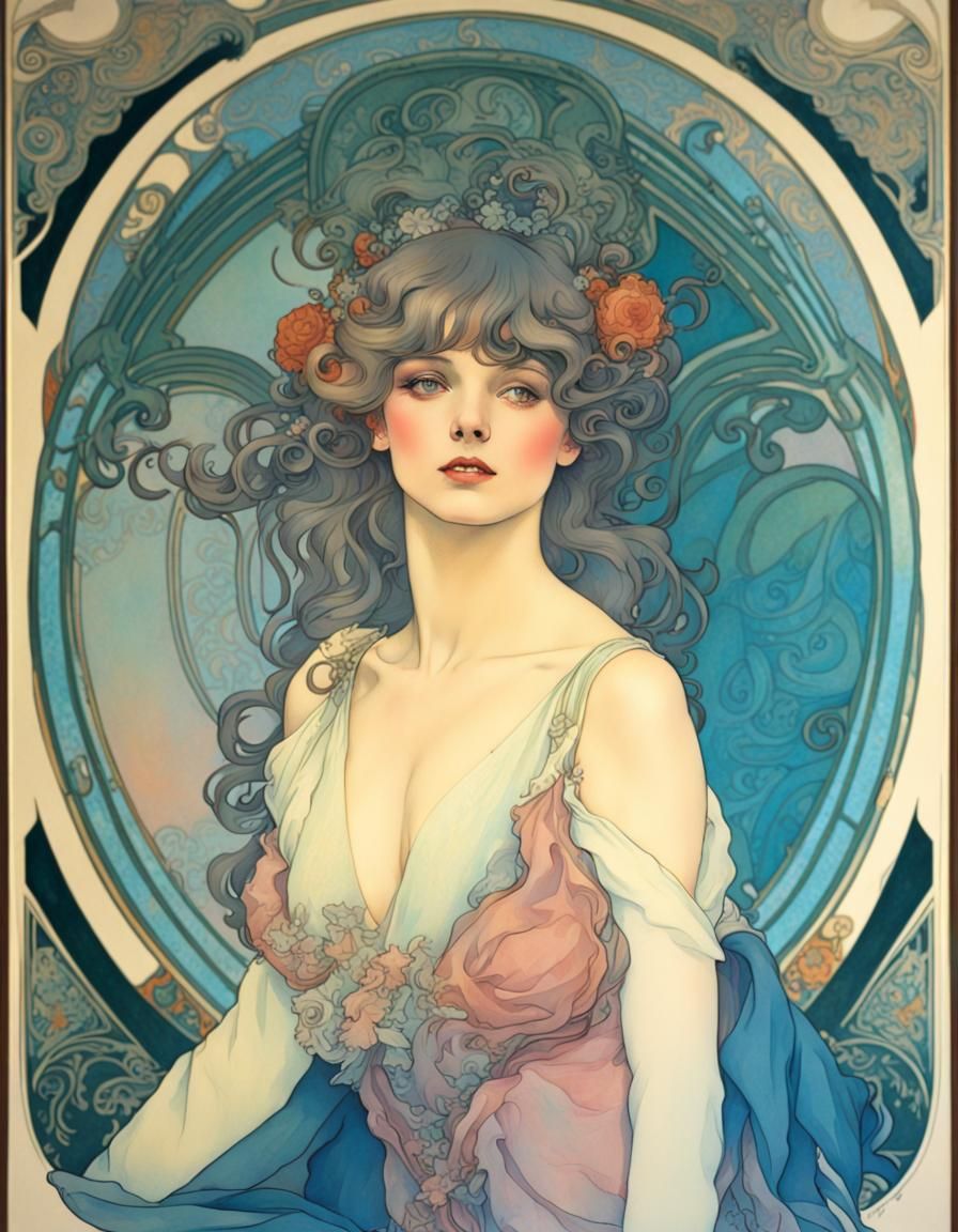 Art Nouveau Portrait of a Young Woman
