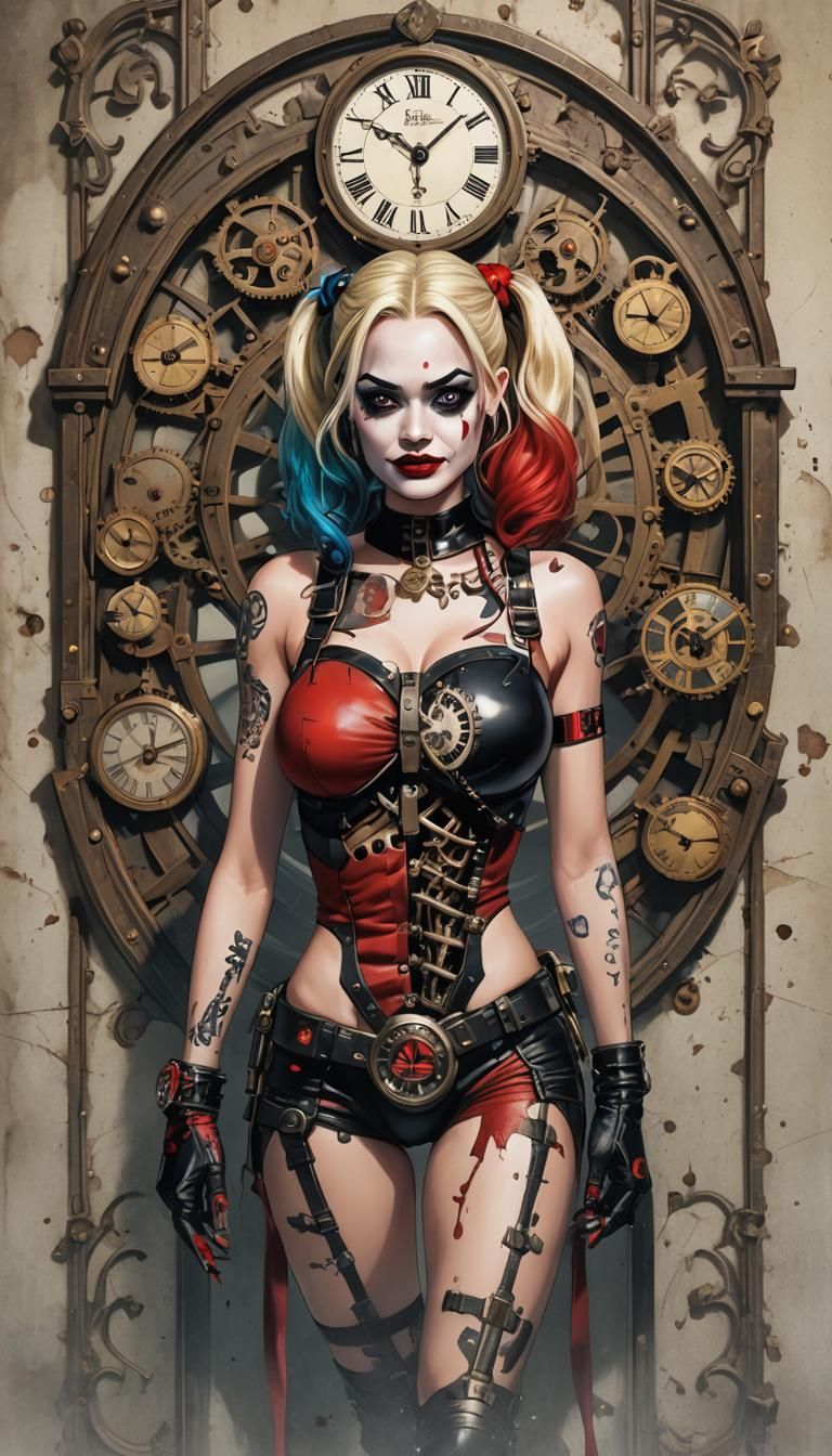 Harley Quinn's Clockwork Heart: A Clockpunk Fusion
