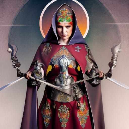 Colorful Warrior Nun Cuts Through Shadow