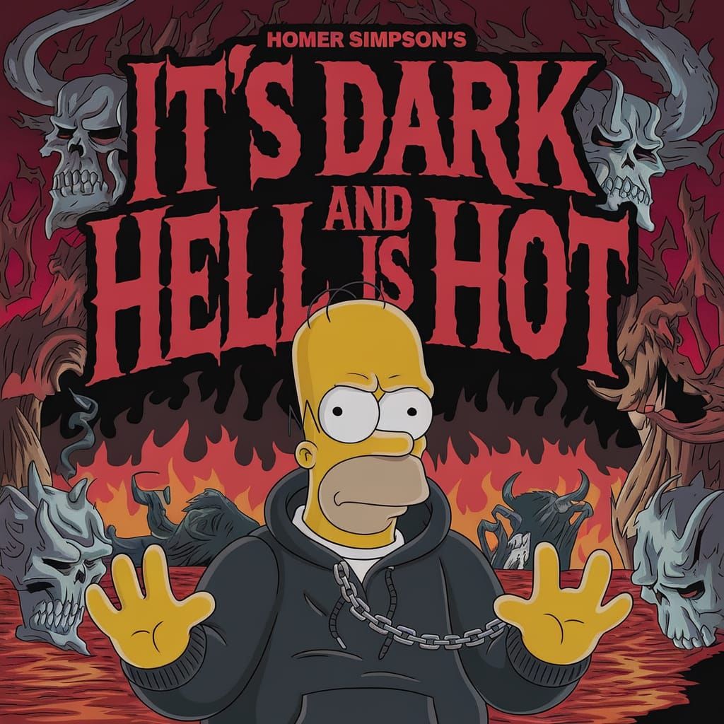 Homer Simpson Album Cover Art in Hell
