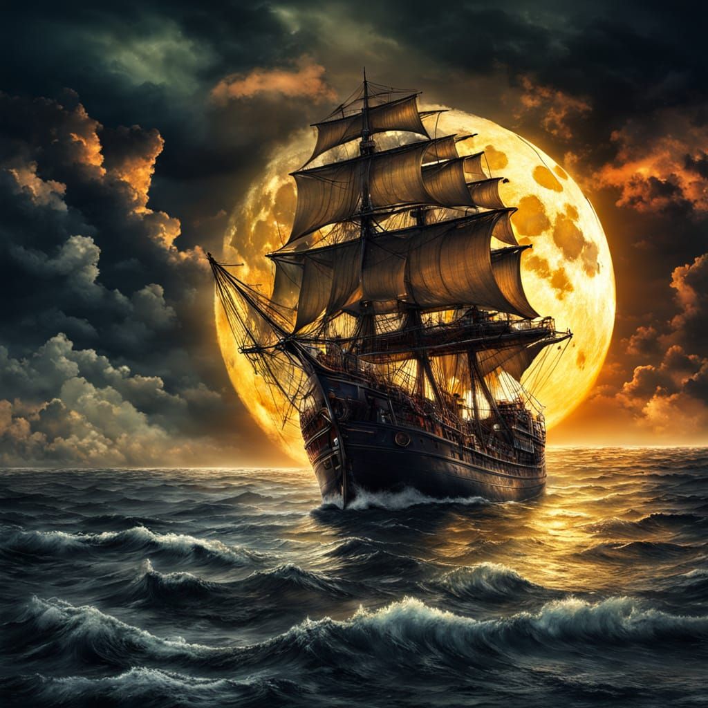 Golden Eclipse Moonlit Abyss: HDR Professional Photo